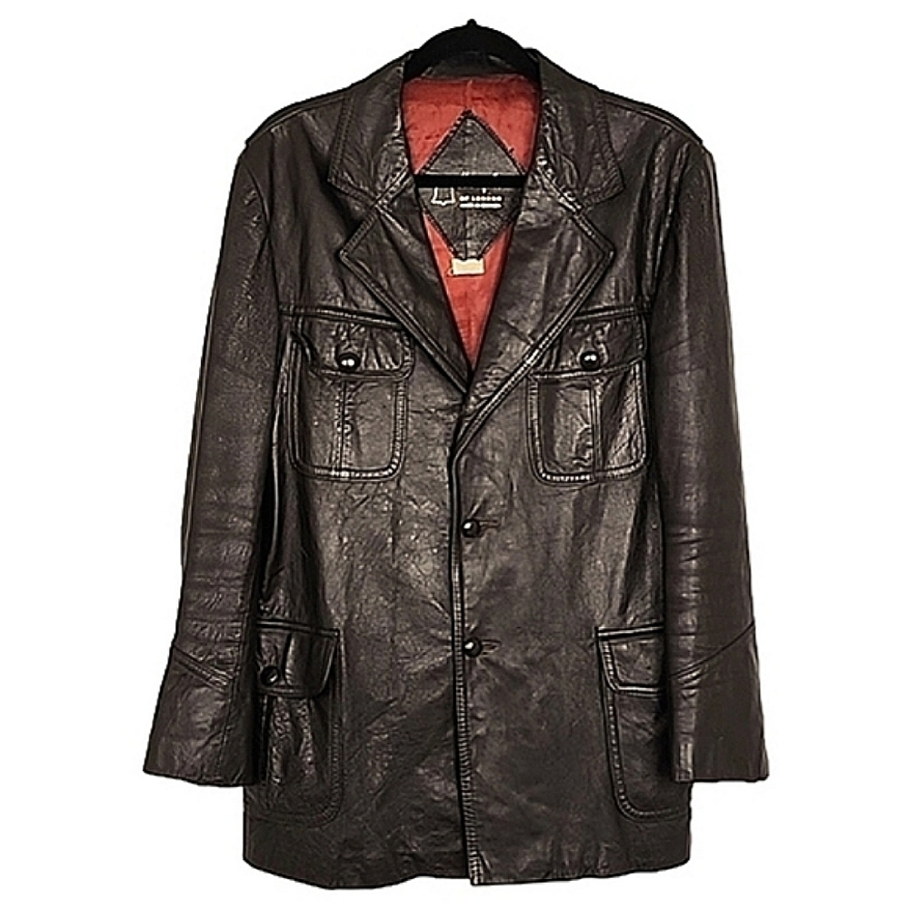 Marquis of London‎ Men's Brown 70's Vintage Leather Button Up Lined Jacket 42